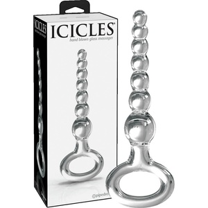 Icicles No. 67 - стъклено дилдо с топчета - прозрачно