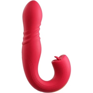 HoneyPlayBox JOI THRUST 2 Pressure Sensing App Controlled Thrusting G-spot Vibrator & Tongue Clit Licker Red