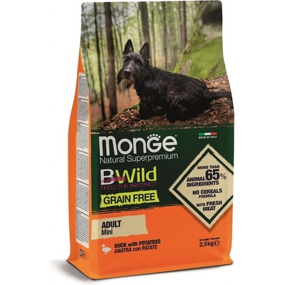 Monge BWild Grain Free Mini Adult kačica so zemiakmi 2,5 kg