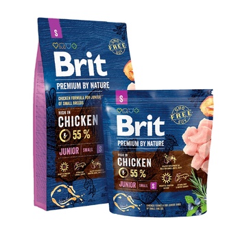 Brit PREMIUM Puppy/JUNIOR S BY NATURE- Суха храна за млади кучета от дребните породи с 55% прясно пилешко месо- 8 кг