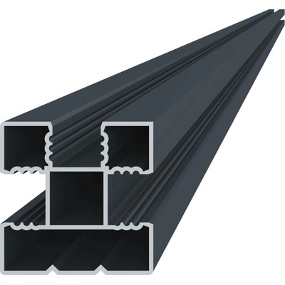 Hliníkový plotový sloupek s montážní patkou 65 x 65 x 1 857,5 mm, s drážkami pro lamely, antracit RAL7016
