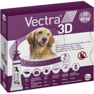 Vectra 3D капков разтвор за кучета 3 x 4, 7 мл за кучета от големи породи