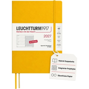 Leuchtturm1917 weekly calendar 2027 medium (A5) with notebook - January-December 2027 - 400390 (400390)