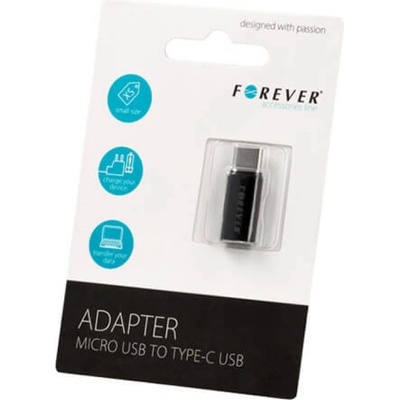 Forever Адаптер Forever - 3576, Micro USB/USB-C, черен (3576)