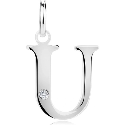 Šperky Eshop Diamantový přívěsek ze stříbra velké písmeno U kulatý briliant X21.17