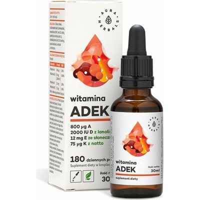 Aura Herbals Vitamín ADEK A + D3 2000IU + E + K2 MK7 kvapky 30 ml