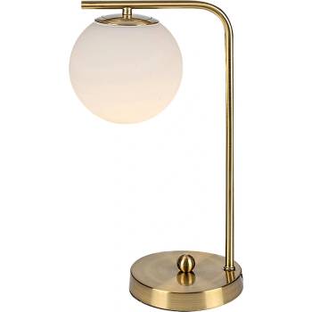 Rábalux Kiara, indoor table lamp, gold metal lamp with white glass shade, E27 G45 1xMAX35W, L21cm, H39cm, D13cm, L30, 5cm, base d (74203)