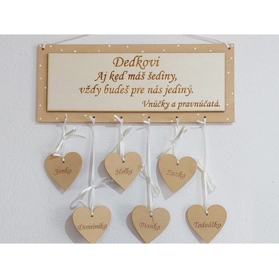 LYMFY | Tabulka 30x15cm dědečkovi (do 10ks srdíček)
