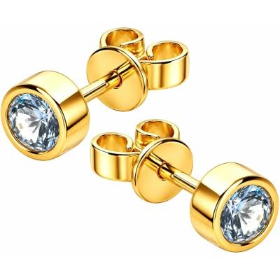 Zlaton Náušnice žluté zlato pecky osazené zirkony 0.50cm 1.5g O01072614881