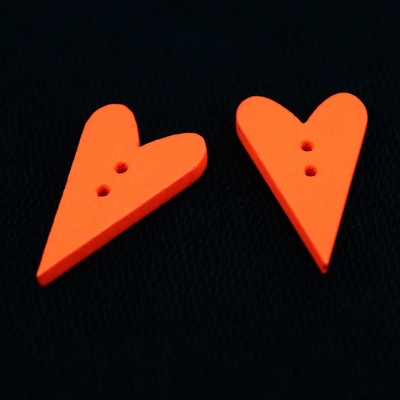 Pro Háčkování Knoflík srdce, dřevěný 25x15 mm oranžový