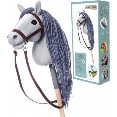 Kůň na tyči hobby horse HOPPIHORSE velikost A4 šedý