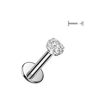 Šperky4U Piercing do brady labreta TITAN Moissanit 0.11ct (3mm) TM042-12063