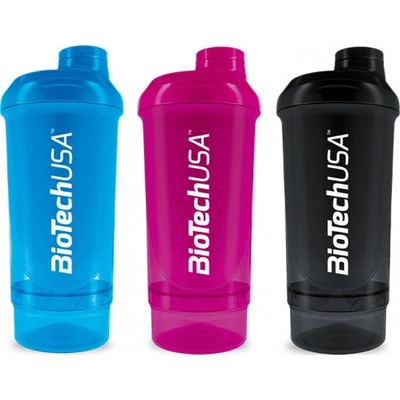 BioTech USA Šejkr Wave+ Compact 500 ml + 150 ml, průhledná kouřová