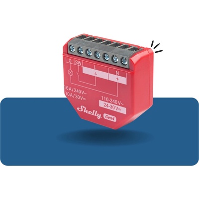 Shelly 1PM Gen4 2ks balenie spínací modul s meraním spotreby 1x 16A (WiFi, Bluetooth, Zigbee, Matter) SHELLY-1PM-GEN4-2-PACK-2053