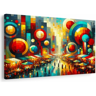 Obraz barevné město v kruzích - 90x60
