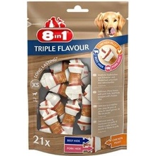 8in1 Triple Flavour snacky žvýkací kosti XS 7 kusů 21 kusů 294 g