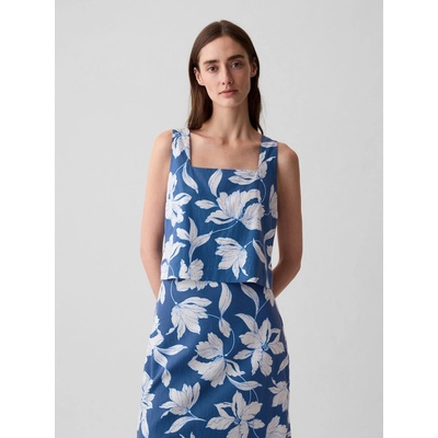 GAP Crop top zo zmesi ľanu Modrá