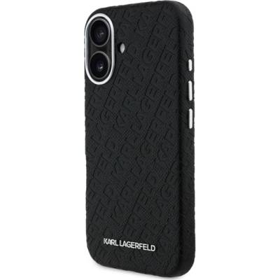 CG Mobile iPhone 16 KARL LAGERFELD GRAINED PU REPEATED LOGO MAGSAFE силиконов протектор за телефон, удароустойчив, MagSafe, BLACK KLHMP16SPGKLFOFK (KLHMP16SPGKLFOFK)