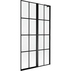 Mexen Mist L параван за вана, 2-крилен, десен 100 x 150 см, черна решетка, черен - 8A9L-100-011-70-77-P (8A9L-100-011-70-77-P)