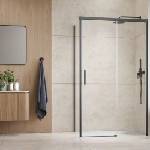 Radaway Правоъгълна душ кабина с плъзгаща се врата Radaway Idea KDJ 160x80 см, матово-прозрачно покритие GunMetal, дясна (387046-92-01R+387051-92-01L)