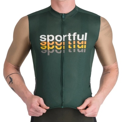 Sportful Мъжка фланелка с къс ръкав за колоездене Sportful Supergiara 2 Logo Jersey Cycling jersey - Oblivion Green - размер XXL (056-3901-0216)