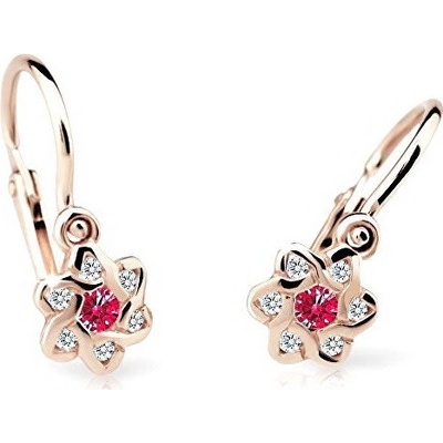 Cutie Jewellery detské náušnice z ružového zlata C2149-10-X-4 červená