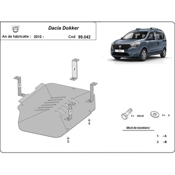 Scut Motor - Румъния Метална кора под резервоар dacia dokker от 2012 до 2016 (73628)