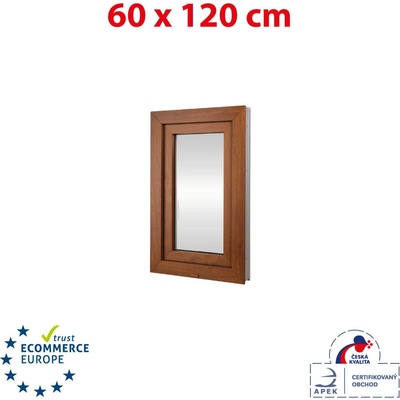 Okna Hned Plastové okno 60x120 cm zlatý dub/bílá otevíravé i sklopné levé