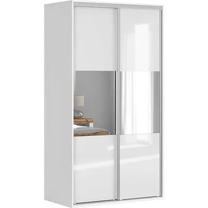 BRW Гардероб flex 120 см / 66 см / 218 см бял гланц с огледало (f57-szafa_zestaw_10-bi/blp/sz-kpl01)