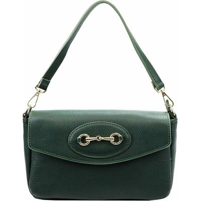 Luka dámska kabelka 20-050 DOLLARO z prírodnej kože tmavozelená crossbody s odnímateľným popruhom