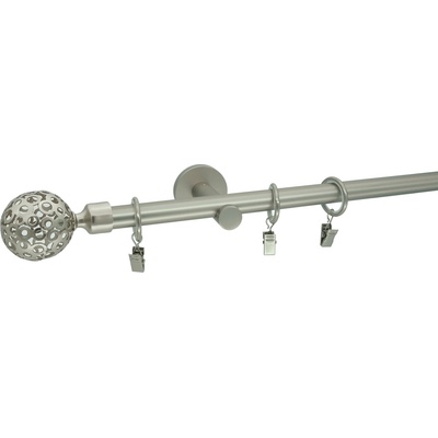 Kovovégarnýže Garnýž Huglo modern 19 mm matný nikl Jednořadá prodloužená, 160 cm, Bez kroužků (na tunýlek)