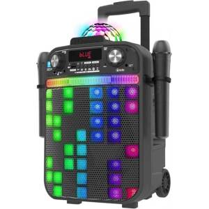 iDance Караоке Bluetooth тонколона с 2 микрофона и LED лампа, черна (PARTY-GROOVE-X3)