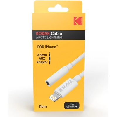 KODAK kabel Aux 3,5mm Lightning, (iPhone) 10 cm, bílý