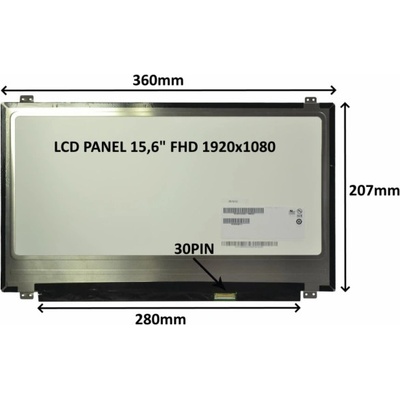 SIL LCD PANEL 15,6'' FHD 1920x1080 30PIN MATNÝ / ÚCHYTY NAHOŘE A DOLE 77046121