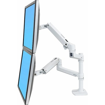 Ergotron LX Dual Stacking Arm, stolné ramená pre 2 lcd. max. 27", flexibilná , biela