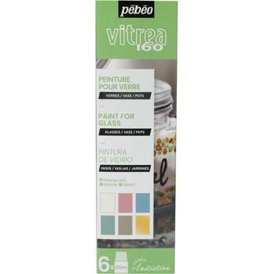 Pébéo Súprava vypaľovacích farieb na sklo Vitrea 160 Pastel 6 × 20 ml
