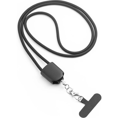 Snúrka na krk ZEWAIL s priloženým držiakom na smartfón, kábel USB-C a rôzne adaptéry z recyklovaného ABS a recyklovaného TPE Čierna
