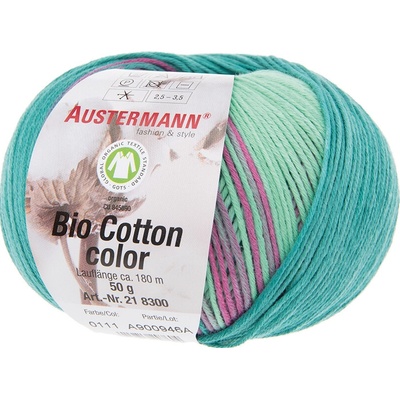 Austermann BIO COTTON COLOR - 100% organická bavlna - Ručně pletací příze Barva: 111 LAGUNE