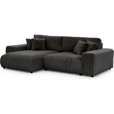 ROPEZ Тъмносив разтегателен ъглов диван от рипсено кадифе с място за съхранение (ляв ъгъл) Sarina - Ropez (Sarina Narożnik L z f.spania - Lewa OT Vito 18 Standard)
