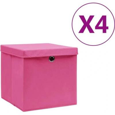 VidaXL úložné boxy s víky 4 ks netkaná textilie 28 x 28 x 28 cm růžová 325188