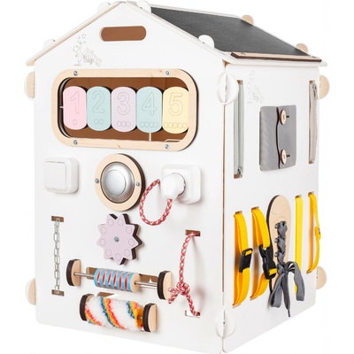 BusyKids Activity board domeček bílý pastel – Zboží Mobilmania