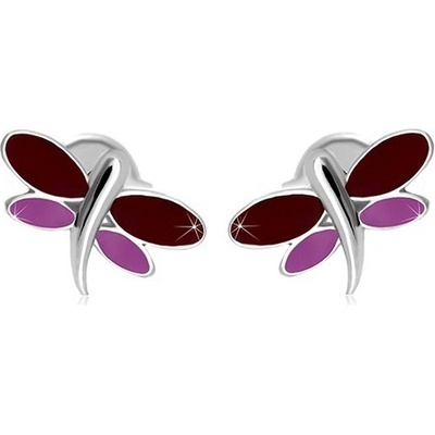 Šperky eshop náušnice vážka s bordovou a fialovou glazúrou na krídlach GG21.23