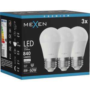 Mexen Nova 3x LED крушка E27, G45, 8W, Неутрална - 4000K, 840 lm - L101-E27-0840-01x03 (L101-E27-0840-01x03)