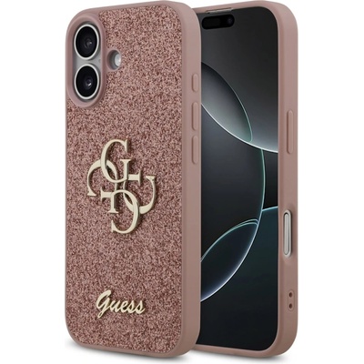 GUESS Калъф GUESS, PU Fixed Glitter 4G Metal Logo за iPhone 17, розов (GUHCP17SHG4SGP)
