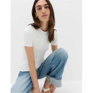 Marks & Spencer Прилепнала тениска с деколте до шията Marks & Spencer бяла Marks & Spencer | Byal | ЖЕНИ | XS