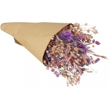 Sušené kvety - kytica v kraftovom papieri - ružovo fialová