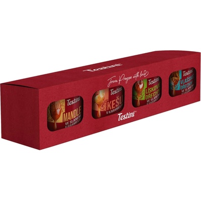 Testini Dárková sada oříšků v karamelu Testini® 4x 90 g