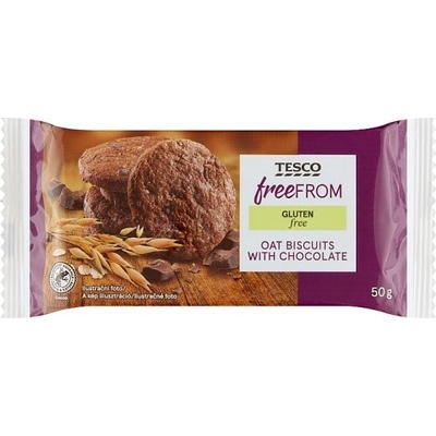 Tesco Free From Bezgluténové ovsené sušienky s kúskami horkej čokolády 50 g