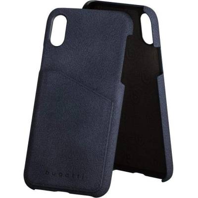 Bugatti Londra Case - велурен кейс за iPhone XS, iPhone X (син)