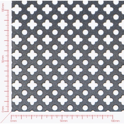 Ocelový plech; děrování ozdobné tečka,křížek /10x10mm/